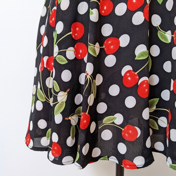 red cherry print spaghetti strap mini dress - Picture 6 of 11